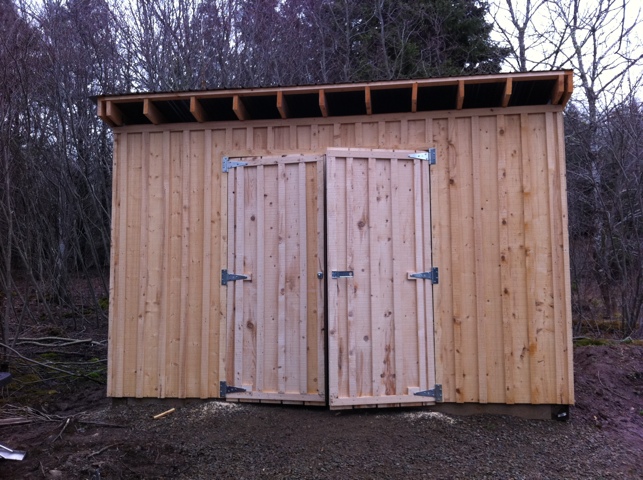 The shed has doors!!